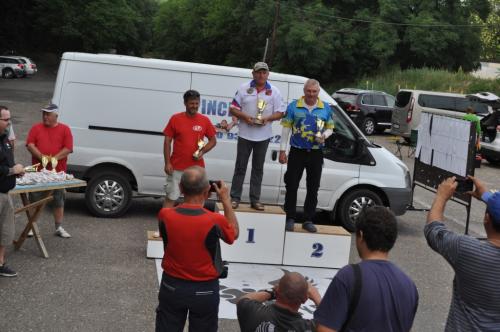 Awarding ceremony Open senior1st V. Polivka CZE Maxrounds, 2nd M. Vajda HUN and 3rd O. Petrov UKR