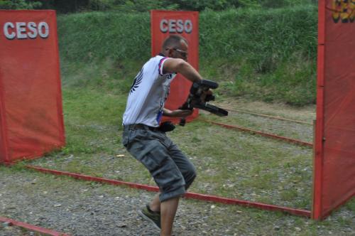 M. Kazda in actionRunning aroud the corner