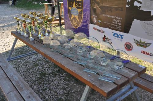 Detailed cups and thropiesWaiting for awarding ceremony