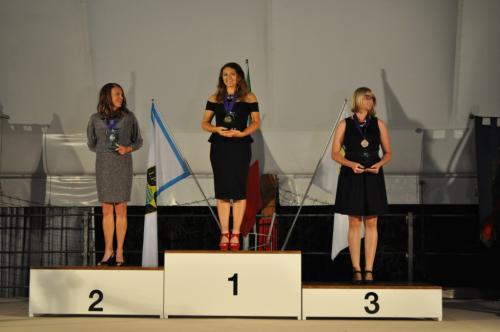 Awarding ceremony Standard division Lady category1st L. Miculek USA, 2nd D. Muller USA and 3rd S. Schuh GER