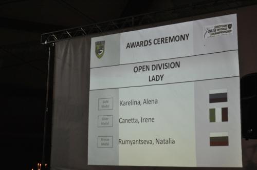Awarding ceremonyDisplay for Open division Lady category