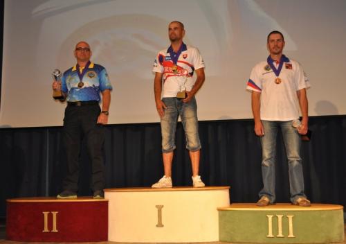 Awarding ceremony Open1st I. Hos(SVK), 2nd O. Shymchenko(UKR) and 3rd J. Rakusan(CZE, Maxrounds)